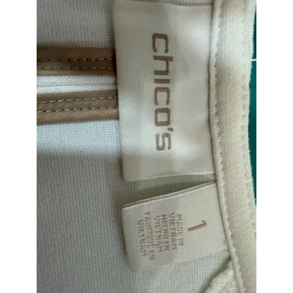 Women's Chico's Colorblock Blazer M Beige White Black‎